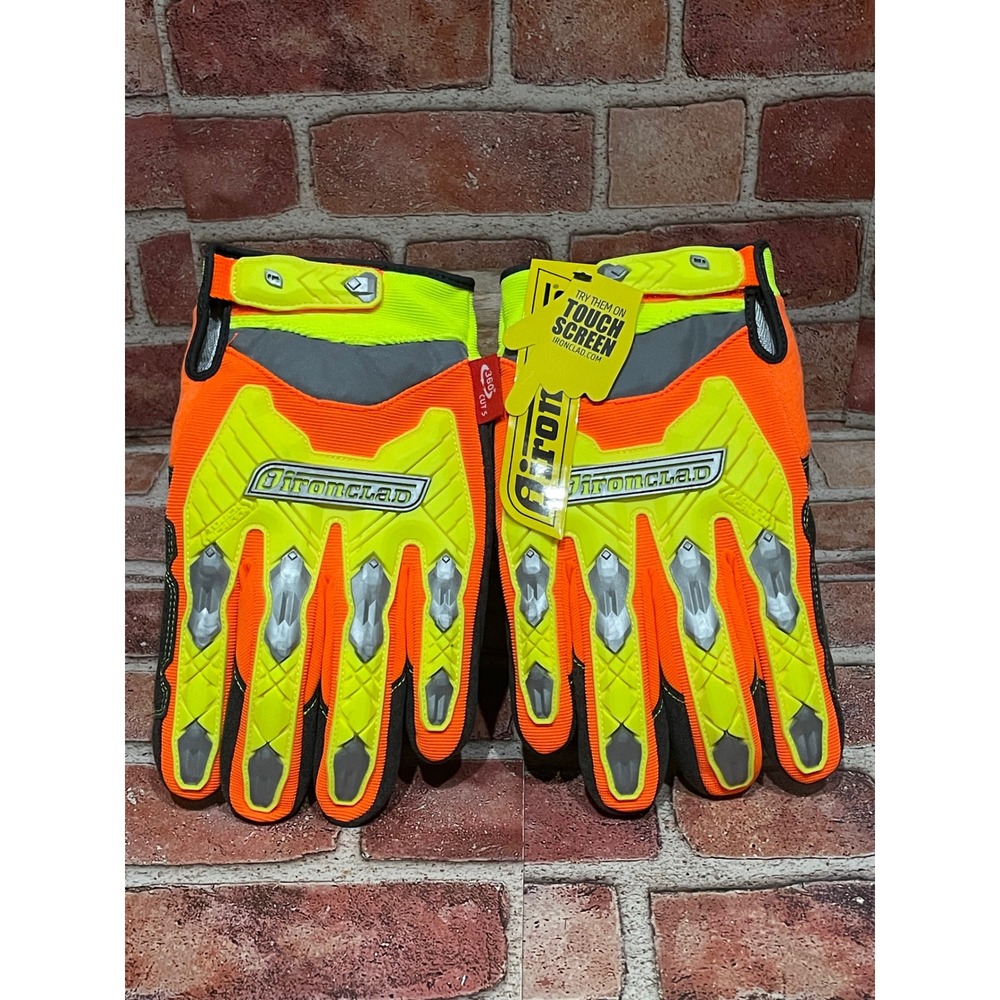 Ironclad IEX-HZI5 Hi-Viz Touch Screen Work Gloves Orange Yellow 4XL 13 New